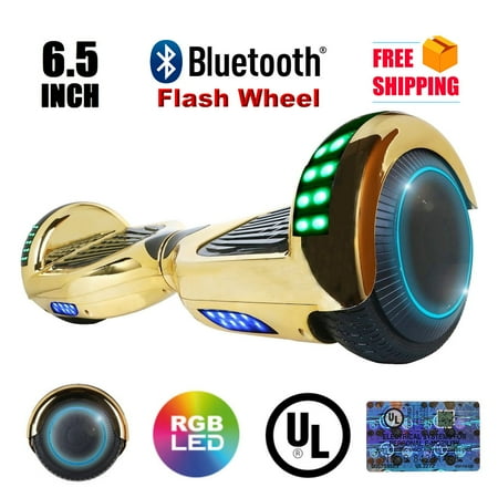 UL2272 Certified TOP LED 6.5" Hoverboard Two Wheel Self Balancing Scooter Chrome GOLD