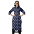 thumbnail image 1 of Moomaya Cotton Tunic Roll Up Sleeves Women Printed Kurti Knee Length Summer Kurta, 1 of 6