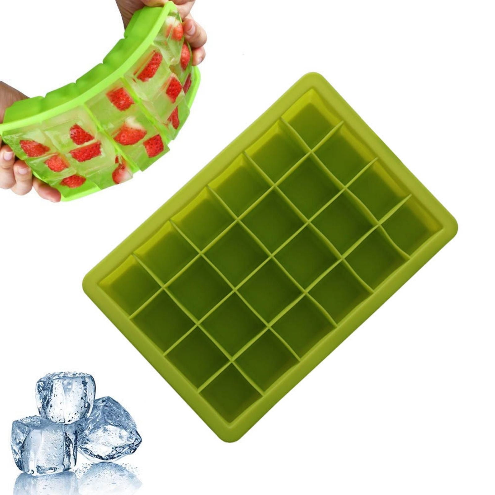 Moules à Glaçons En Silicone - Lot De 4 - Pour Faire 60 Gros Glaçons Carrés - Pour Whisky, Cocktails, Fruits Congelés - Silicone Alimentaire - 2