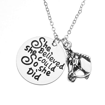 Dog Lover Jewelry Horse Necklace, Horse She Believed She Could So She Did Jewelry, for Equestrians and Horse Lovers ()