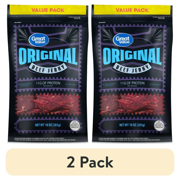 (2 pack) Great Value Original Beef Jerky Value Pack, 10 oz