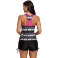 thumbnail image 5 of Femmes V Cou Couleur Bloc Imprimé Racerback Tankini Maillot de Bain Pas de Bas S - XXXL, 5 of 5