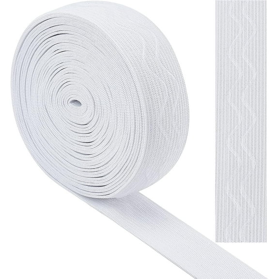 5 Yards 1 Inch Wide Non-Slip Elastic Ribbon Wave Silicone Elastic Gripper Band Tape Stretch Rubbers Elastic Straps Belt Waistband for DIY Garment Sewing Crafts Sports Shorts White for making