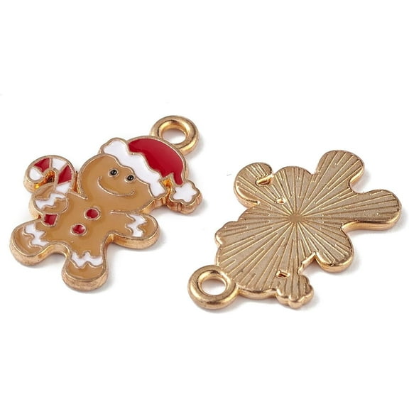 20Pcs Christmas Alloy Enamel Pendants Gingerbread Man Charm Camel Pendant Ornament for Women DIY Necklace Bracelet Earring Jewelry Craft Making 20x13x1mm Hole: 2mm