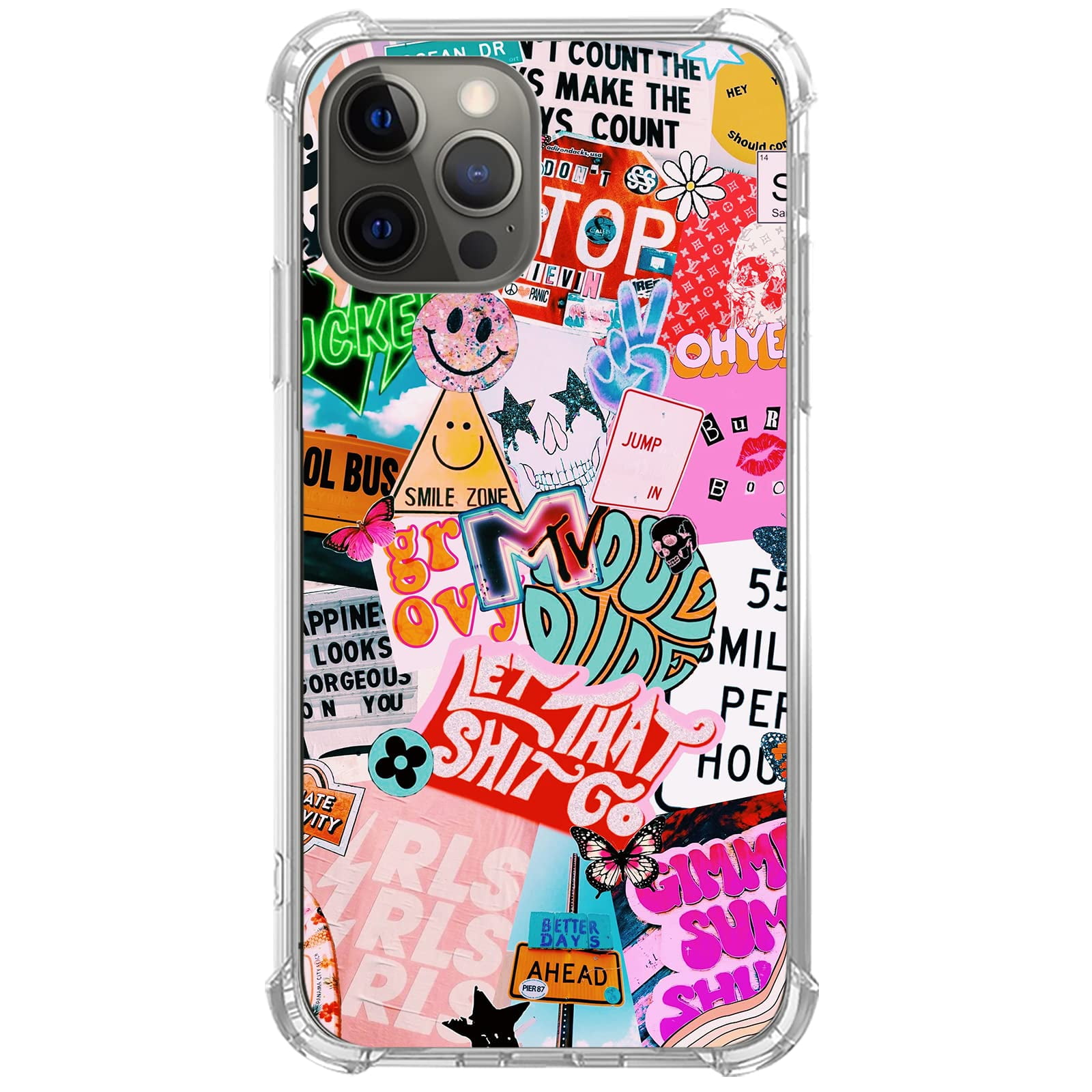 Good Vibes Print Case Compatible with iPhone 14 Pro,Unique Art Design TPU  Shock-proof Full Cover - Walmart.com