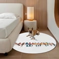 thumbnail image 3 of Round Area Rug 3ft, Watercolor Row Of Birds on White Non-Shedding Washable Area Rug, Vintage Branch Non Slip Low-Profile Circle Rugs for Living Room, Bedroom Dining Room, 3 of 9