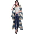 thumbnail image 2 of Moomaya Open Front Printed Georgette Shrug Slit Sleeve Beach Cover Up For Women, 2 of 5