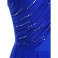 thumbnail image 7 of YiZYiF Women Sparkly Sleeveless Figure Skating Dress Ruched Mesh Modern Lyrical Ballet Dance Costume Blue S, 7 of 7