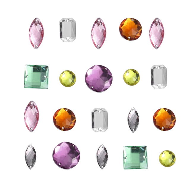100 Pcs/1 Pack Décorations Artistiques Carrées Rondes en Acrylique avec Strass Colorés, Accessoires de Bijoux DIY à la Mode (Aléatoire Sh)
