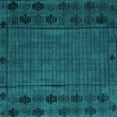 thumbnail image 1 of Ahgly Company Machine Washable Indoor Square Abstract Turquoise Blue Modern Area Rugs, 8' Square, 1 of 4