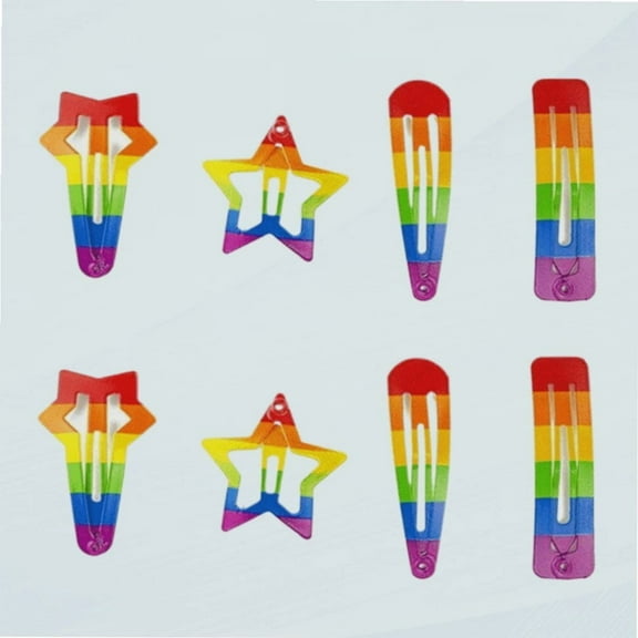 8 Rainbow Pride Snap Clips, Pride Rainbow Hair Accessories, No Slip Metal Hair Clips, Hair Barrettes for PRIDE Month Parades , Party Costumes, Carnival and Celebrations