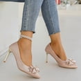 thumbnail image 3 of SCHUHLAND Elegant Bowknot Glitter Pumps for Women, Pointed Toe Super High Thin Heel Wedding Shoes, Silver/Pink, Sizes 34-40, 3 of 16