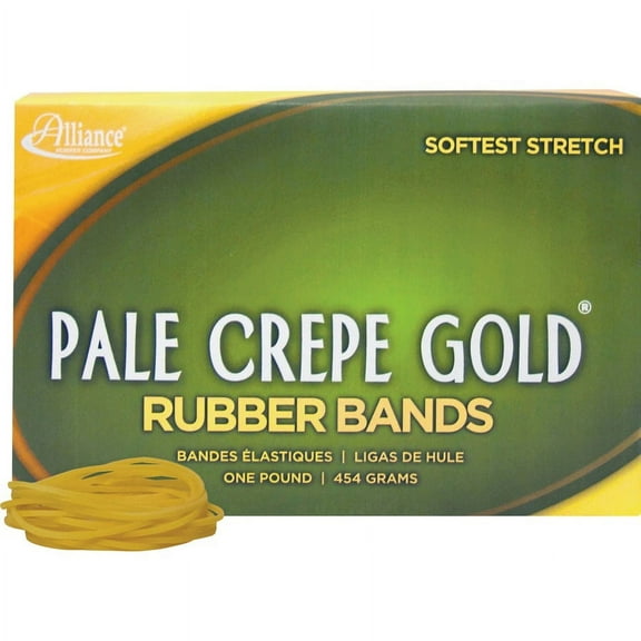 Alliance Rubber 20165 Pale Crepe Gold Rubber Bands - Size #16 - Approx. 2675 Bands - 2 1/2" x 1/16" - Golden Crepe - 1 lb Box | Bundle of 2 Boxes