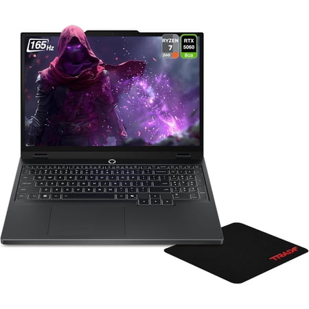 Lenovo Legion 5 Gaming Laptop, AMD Ryzen 7 260, 16 GB DDR5 RAM, 512 GB PCIe SSD, 15.3" WUXGA(1920x1200) 165Hz, Nvidia G-Force RTX 5060, White Backlit Keyboard, W11 Home, Eclipse Black +Traix Mousepad