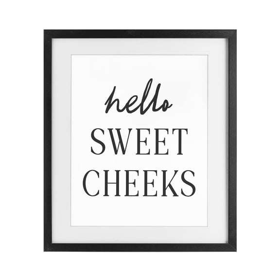 Stupell Industries Sweet Cheeks Bathroom Humor Black Framed Print Under Glass, design by Lettered and Lined
