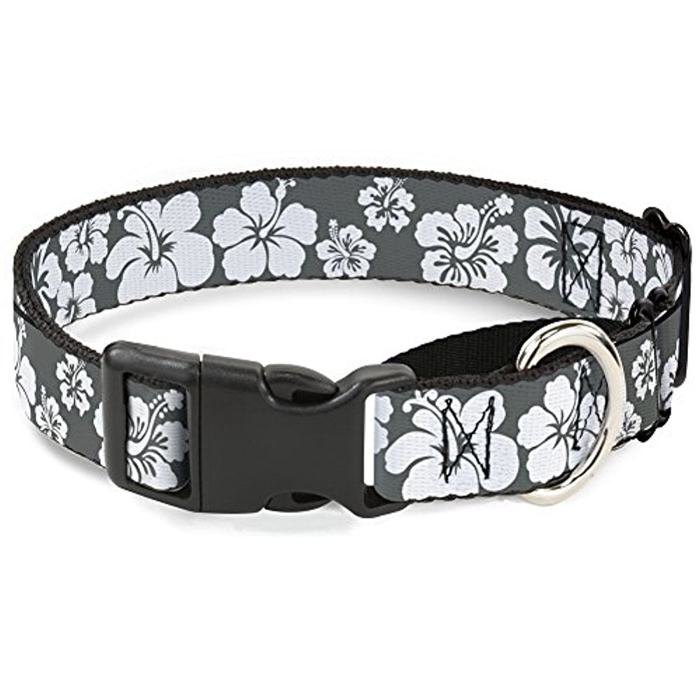 Buckle-Down MGC-W30891-L Hibiscus Gray White Martingale Dog Collar