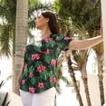 thumbnail image 3 of CASSIE LIZ Plus Size Tops 3X Summer Short Sleeve Hawaiian Shirts Womens Green Leaf Blouses Cute Ladies V Neck Tee Tunic Dressy Pullover 3XL 22W 24W, 3 of 6