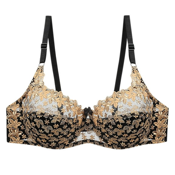 POIUYTR Women's Plus Size Push-Up Bra - Lace Embroidered Underwire Bra with Light Padding Everyday Wear