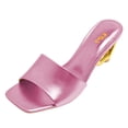 thumbnail image 3 of FSJ Women Fashion Heart Shaped Heel Backless Mules Square Open Toe Slip On Sandals Casual Wedding Dress Slides Shoes Size 8.5 Champagne Pink, 3 of 5