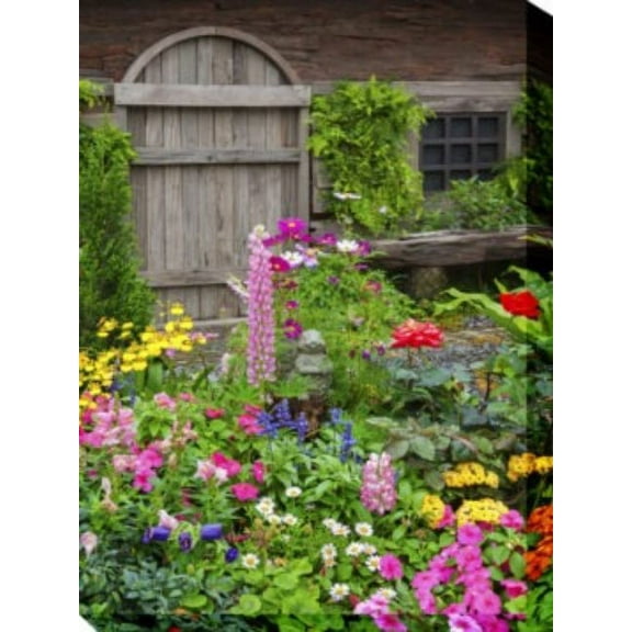 Outdoor Living and Style Green and Gray Rustic Garden Outdoor Canvas Rectangular Wall Art Decor 40"