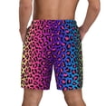 thumbnail image 4 of Uemuo Leopard Neon Rainbow Gradient Pattern Mens Swim Trunks Quick Dry Board Shorts with Mesh Lining, Stretch Beach Shorts Quick Dry No-Chafing Board Shorts-Small, 4 of 9