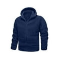 thumbnail image 5 of LNWUY Men's Fuzzy Fleece Jacket Vintage Casual Full Zip Up Lightweight Warm Soft Coat with Hooded for Fall Winter Blue XL, 5 of 9
