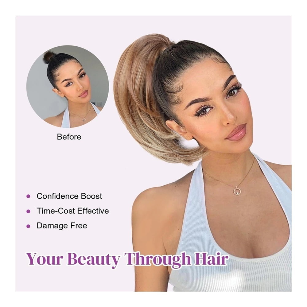 Synthetic Hair Bun Chignon Updo Elastic Drawstring Short Ponytail Hairpiece Comb Clip in Hair Extensions