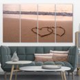 thumbnail image 1 of Two Hearts Drawn on the Beach - Extra Large Seascape Art Canvas, 1 of 3