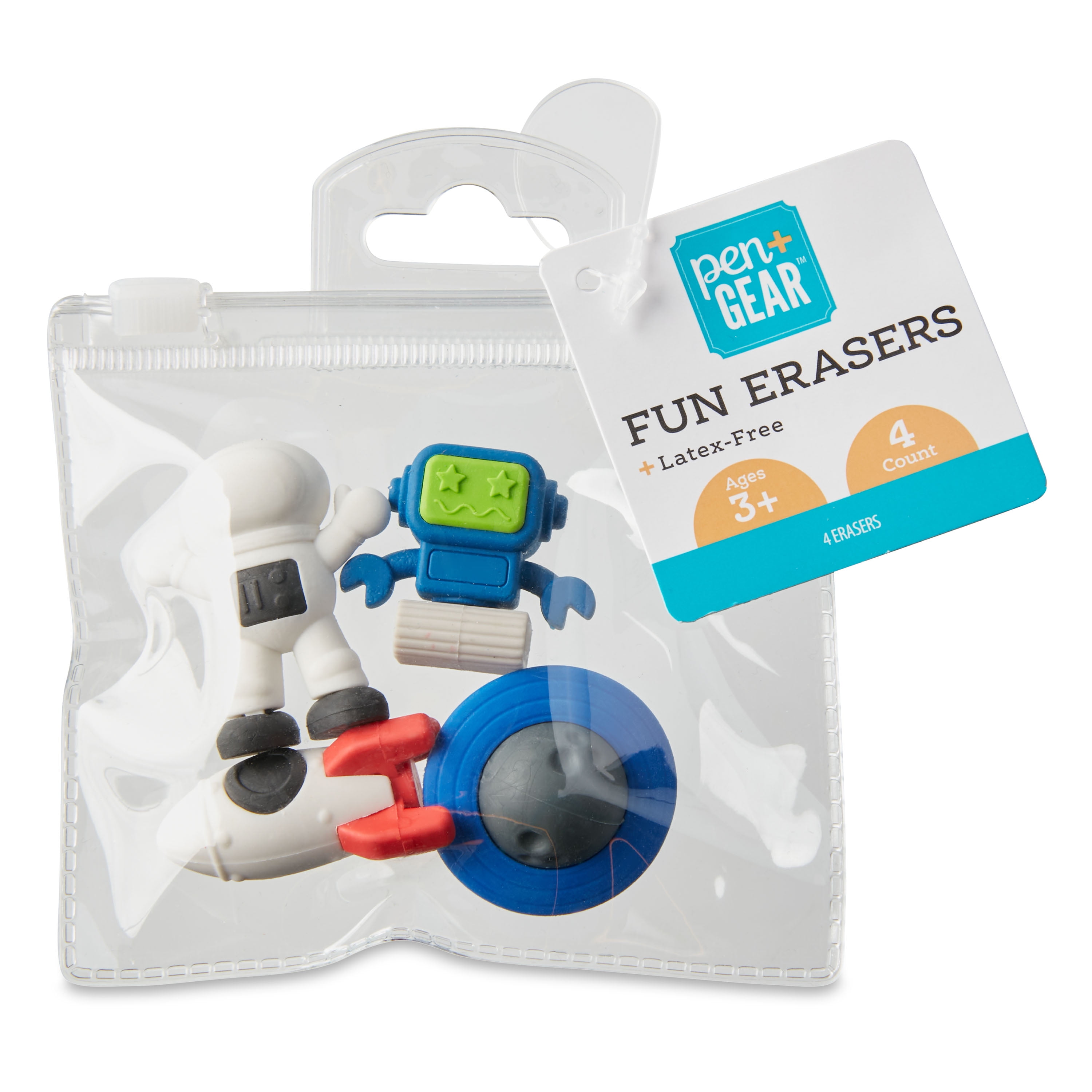Pen+Gear 3D Fun Erasers, Space Theme, 4 Count, Multi Color