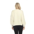 thumbnail image 3 of Simply Couture Women's Solid Blooming Floral Embroidered Blouson Sleeve Knitted Sweater Top, 3 of 4
