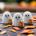 thumbnail image 2 of Tiny Trick-or-Treat Ghost Figurine – Cute Halloween Mini Décor with Pumpkin Bucket, 3D Printed Collectible, 2 of 4