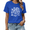 1-Blue, variant on UNISHE Women Pink Peony Flower Bouquet Watercolor Graphic Short Sleeve T-Shirt Blue Top