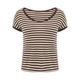 thumbnail image 5 of TODOZO Striped Tshirt Women Workout Shirts Women T Shirts for Women Women's Round Neck Loose Large Size Striped T Shirt Khaki 5Xl, 5 of 8