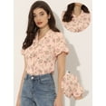 thumbnail image 2 of Camisa Floral De Manga Corta Con Cuello Y Solapa Con Muescas Para Mujer Rosa S, 2 of 5