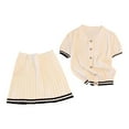 thumbnail image 1 of Conjunto de falda plisada Yinane para mujer Beige, 1 of 8