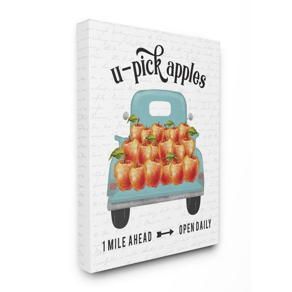 Stupell Industries Apple Truck Autumn Fall Seasonal Design Canvas Wall Art by Lettered and Lined