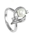 thumbnail image 4 of White Cubic Zirconia Simulated Pearl Ring 925 Sterling Silver Band Jewelry Female Male Unisex Size 9, 4 of 4