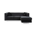 thumbnail image 5 of Passion Furniture Delray 87 in. Black Velvet L-Shape 3-Seater Sectional Sofa with 2-Throw Pillow, 5 of 5
