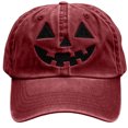 thumbnail image 3 of SYMOID Hall-oween Dad Hat with Embroidered Pumpkin Face, Washed Cotton Adjustable Baseball Cap for Men Women Wine Hats,Size Free Size, 3 of 6