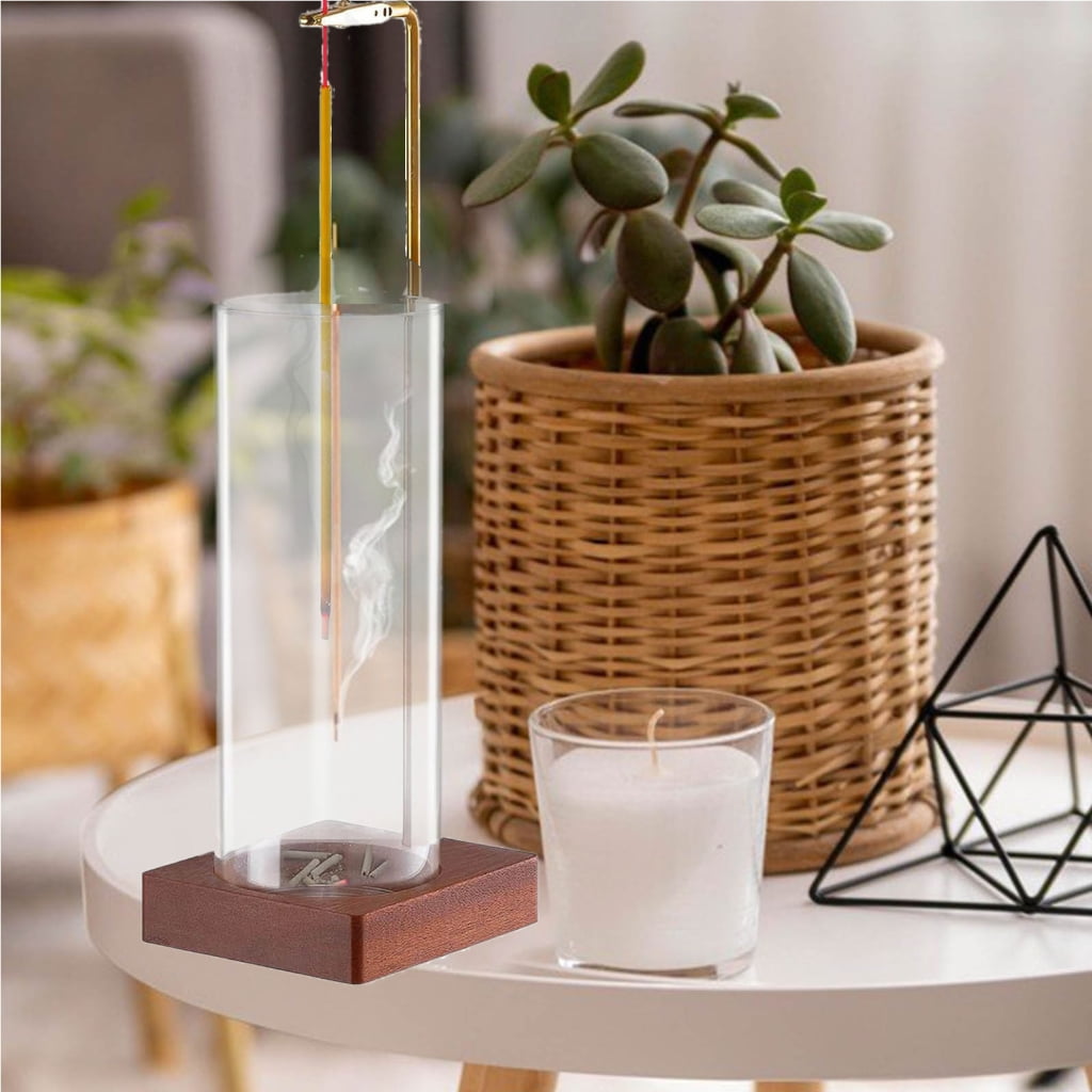 Oasiva Incenses Burners with Glass Ashes Catcher Wood Incenses Stick Holder Decorations