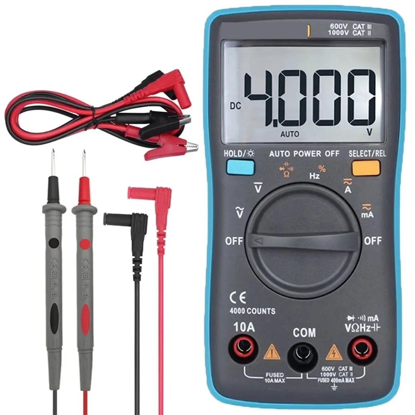 Digital Multimeter 4000 Counts DC/AC Voltage Current Capacitance Hz Diode Ohm Tester Ammeter Voltmeter Backlight ,Versatile Measurement