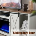 thumbnail image 4 of VANACC Fireplace TV Stand with Sliding Barn Door for TVs up to 73", Farmhouse 63" Entertainment Center with Storage Cabinets/Adjustable Shelves, Distressed White & Rustic, 4 of 9