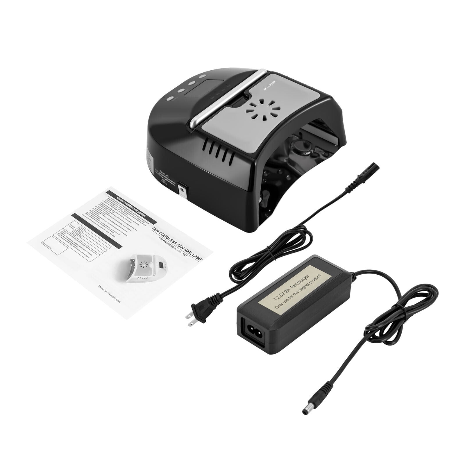 DENEST New 72W Cordless UV LED Nail Lamp Rechargeable Nail Dryer Lamp For Gel Nails+Fan
