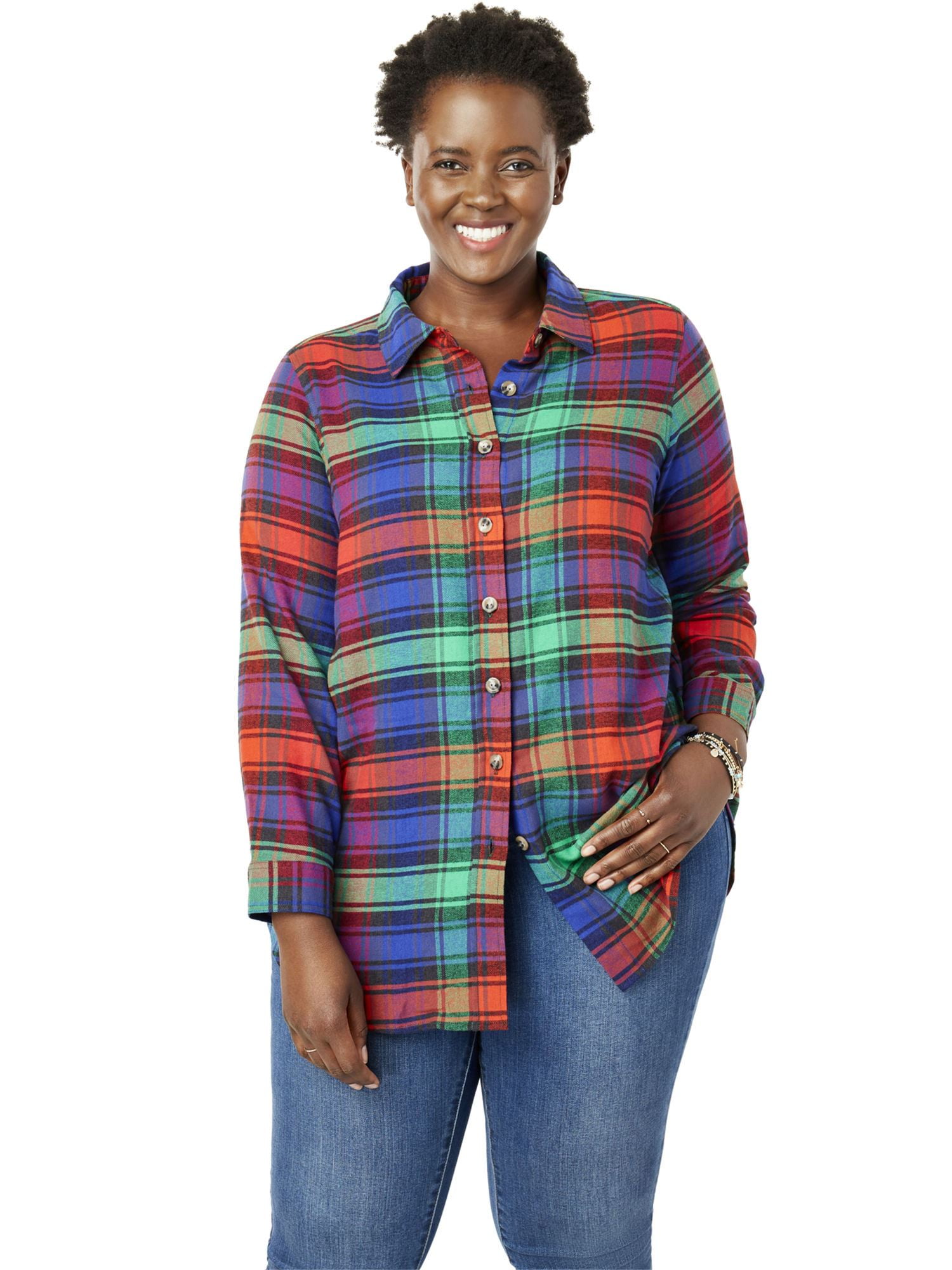 Woman Within Plus Size Classic Flannel Shirt