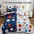 thumbnail image 2 of NTBED 6Pcs Bed in A Bag Twin Sports Modern Comforter Set,Navy Rugby Ball Printed Bedding Collections,for Boys Kids Teen, 2 of 6