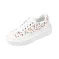 thumbnail image 3 of Willtoo Women’s Floral Print Platform Sneakers, Lace Up Low Top Faux Leather Shoes, Thick Chunky Sole Floral Casual Walking Sneakers, 3 of 5