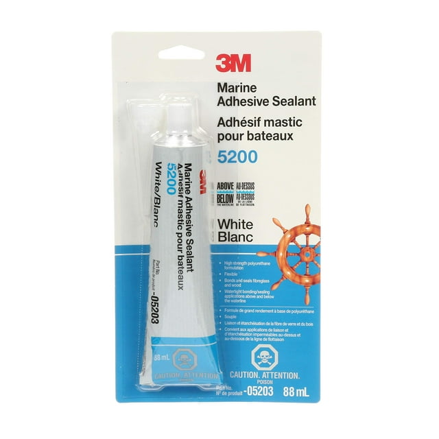 Sellador adhesivo 3M 5200 blanco, 88 ml, resistente al agua marina