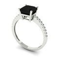 thumbnail image 2 of 2.7 ctw Solitaire with Zirconia Diamond Accents Anniversary Ring for Women | Cushion Cut Natural Onyx | Hyperallergenic Solid 18K White Gold, 2 of 5
