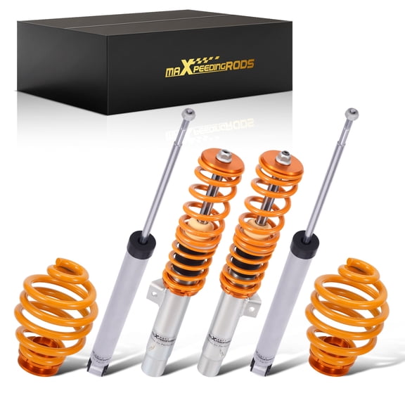 maXpeedingrods Coilovers for BMW E46 316i 318d 320i, 323i 325i 328i 330i 1998-2006, Height Adjustable Coilovers Suspension Kit Struts, Preset Damping Lowering Kit Gold