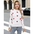 thumbnail image 4 of Heart Sweater for Women Valentine's Day Cute Heart Printed Lightweight Sweaters Casual Creneck Pullover Shermie, 4 of 10
